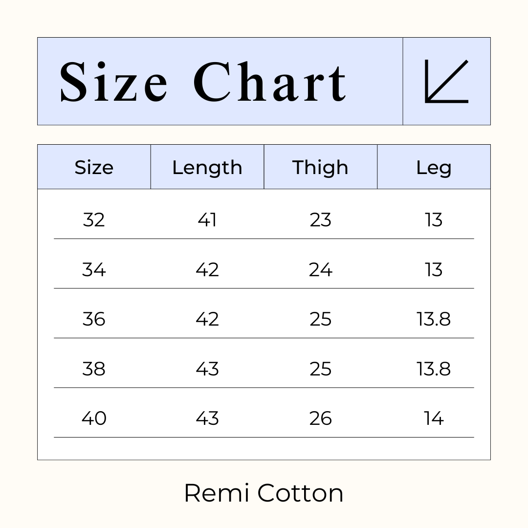 Size chart for Remi Cotton Pant (Beige)