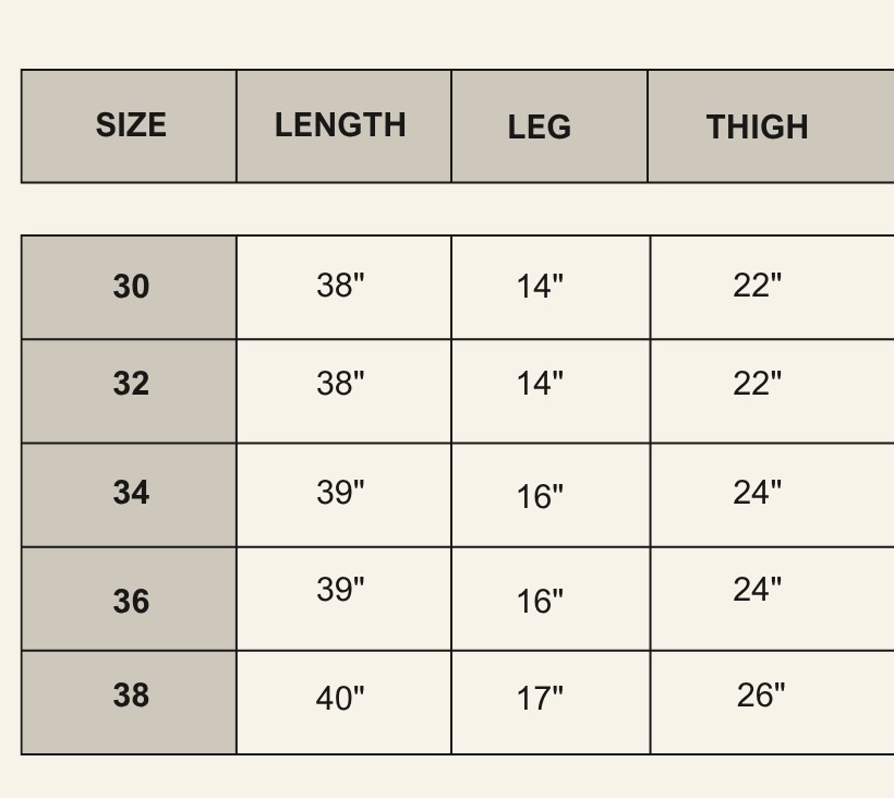 Size chart for The North Face Cargo [KHAKEE]